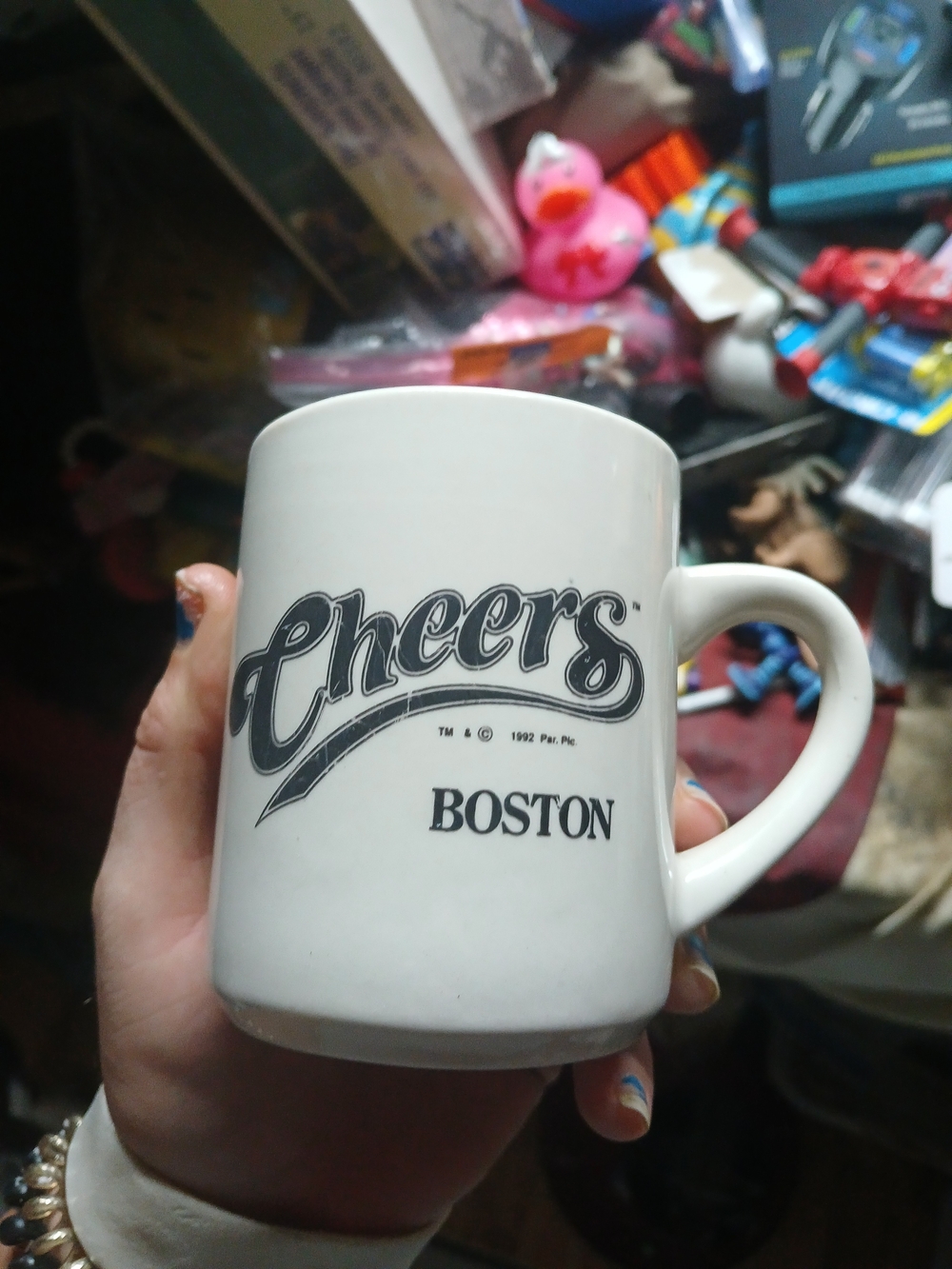 vintage 1992 Paramount Pictures Cheers Boston ceramic coffee mug.